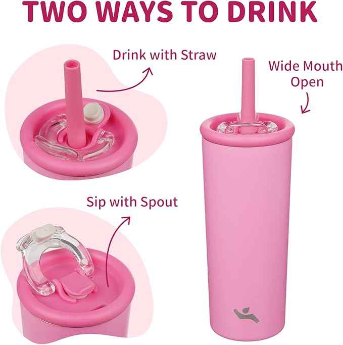 Konokyo 20oz Insulated Tumbler with Lid and Straw, Reusable Iced Coffee Cup with Lid, Travel Coffee Mug, BPA-Free, Leak-Proof and Durable, Rose Red