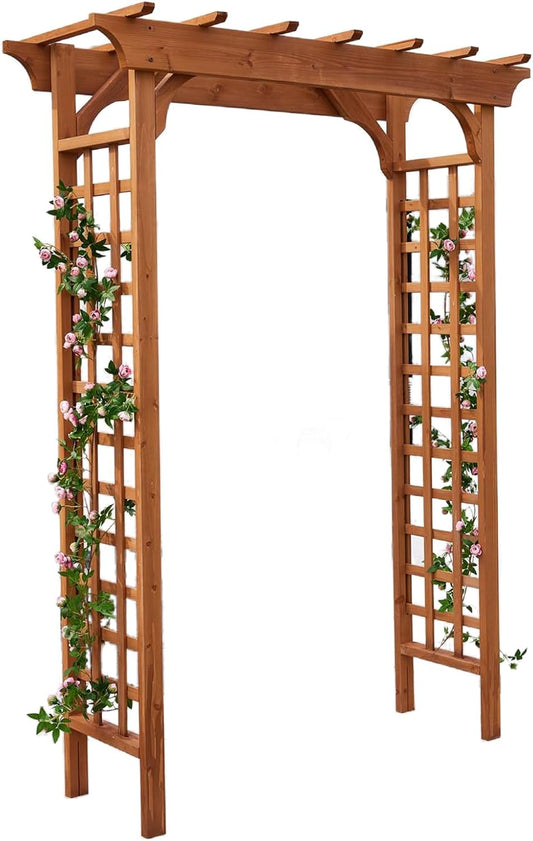 Solid Fir Wooden Garden Arch Premium Outdoor Trellis for Climbing Plants, 83.37”H×61”W×26’’D, Also can be Used for Wedding and Party Decoration