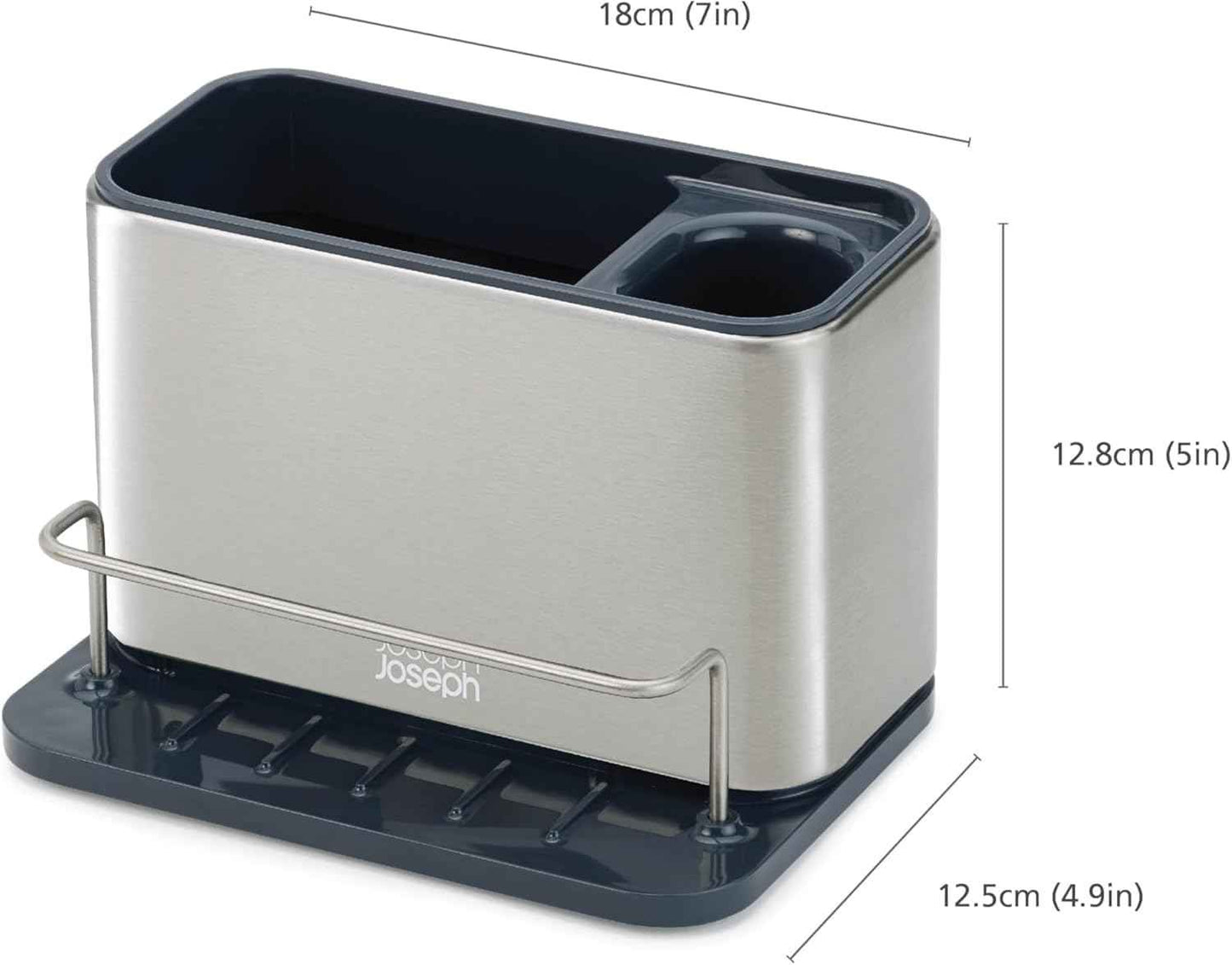 Joseph Joseph Surface Stainless Steel Caddy Sink Area Organizer and Sponge Holder, Gray