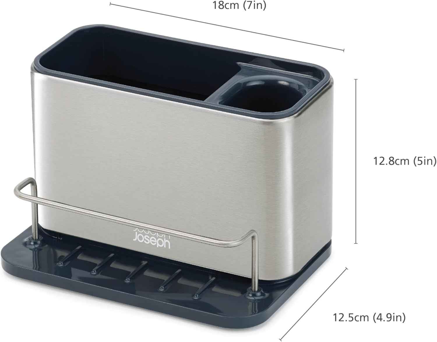 Joseph Joseph Surface Stainless Steel Caddy Sink Area Organizer and Sponge Holder, Gray