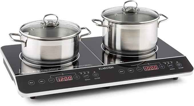 Klarstein VariCook Slim Double Induction Hob 3500W, 240°C, 10 Adjustable Power Levels, Glass Surface, Timer, Touch Control via Surface, Black