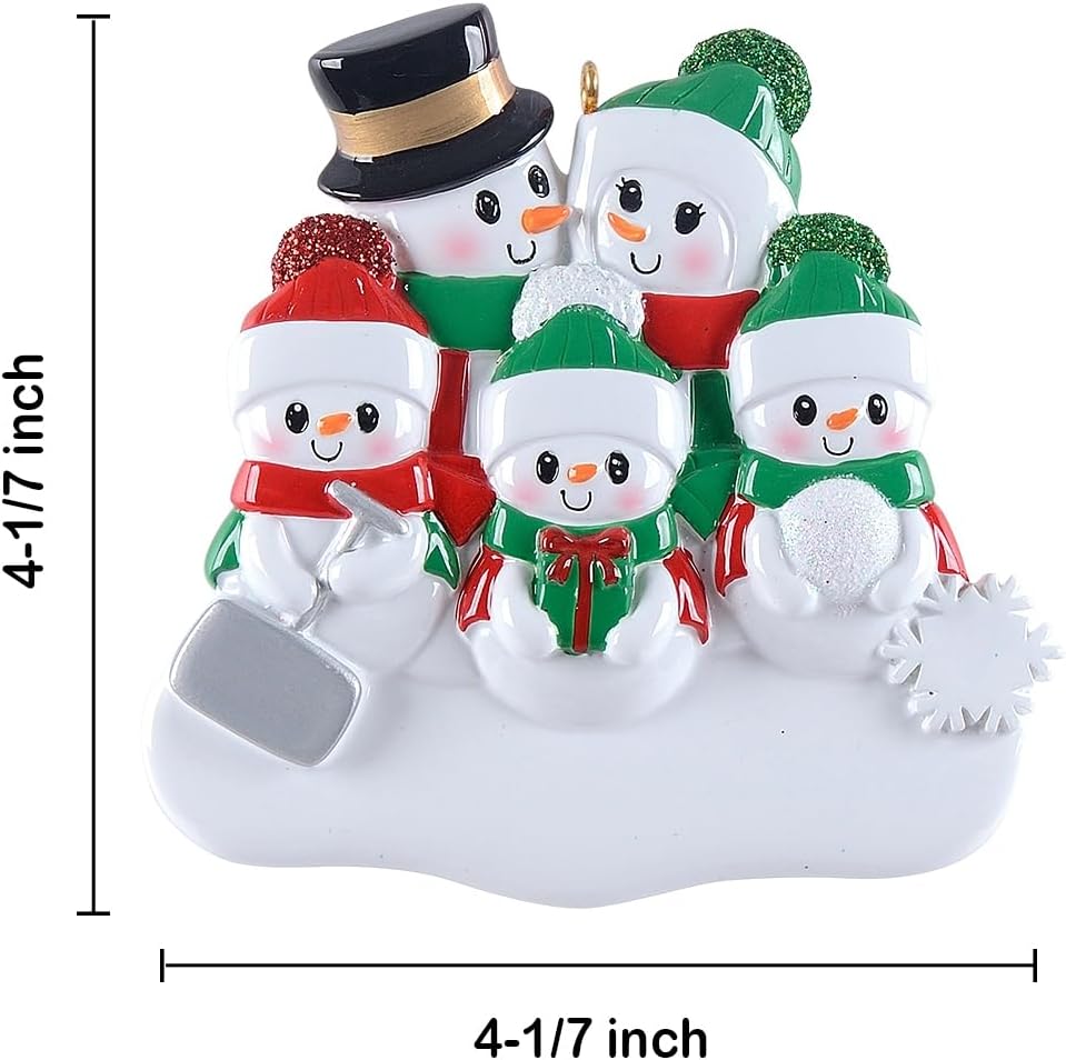 MAXORA 2025 Snowman Family of 5 Ornament, Personalized Snow Shovel Family Ornament, Snowmen Ornaments, Snowman Christmas Tree Ornaments Decoration Keepsake, 2025 Christmas