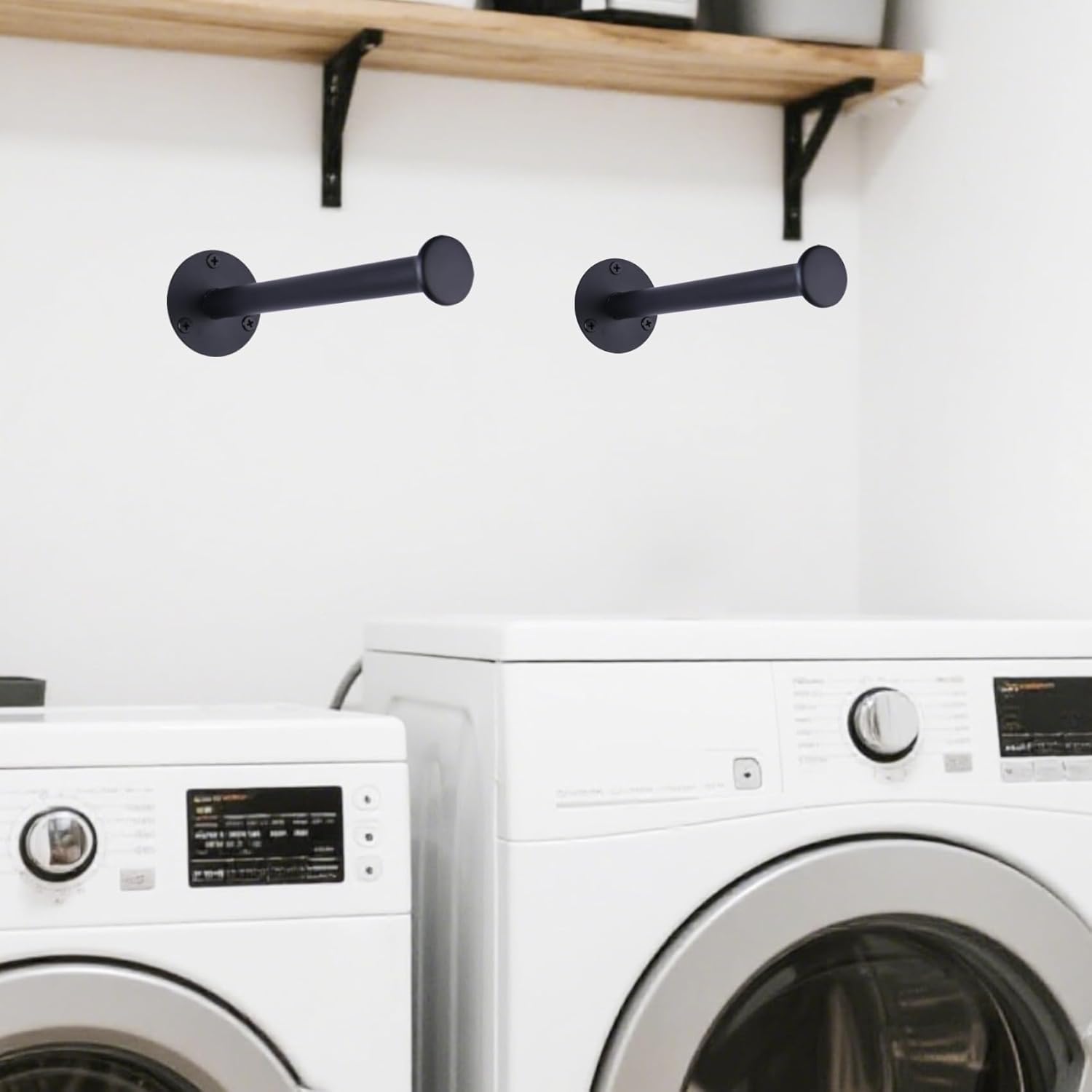 4 Pack Retractable Hanger Holder for Laundry Room, Wall Mount Organizer Rack for Lightweight Clothes, Space Saving Laundry Hook Rod, Keep Empty Hangers Handy, Black - Lumora Casa