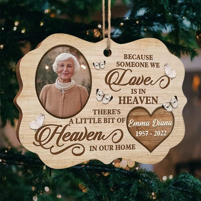 Pawfect House Custom Photo Wood Ornament, Personalized Christmas Memorial Sympathy Gifts for Loss of Dad, Mom, Because Someone We Love is in Heaven, Bereavement Gifts for Loss of Father, Mother