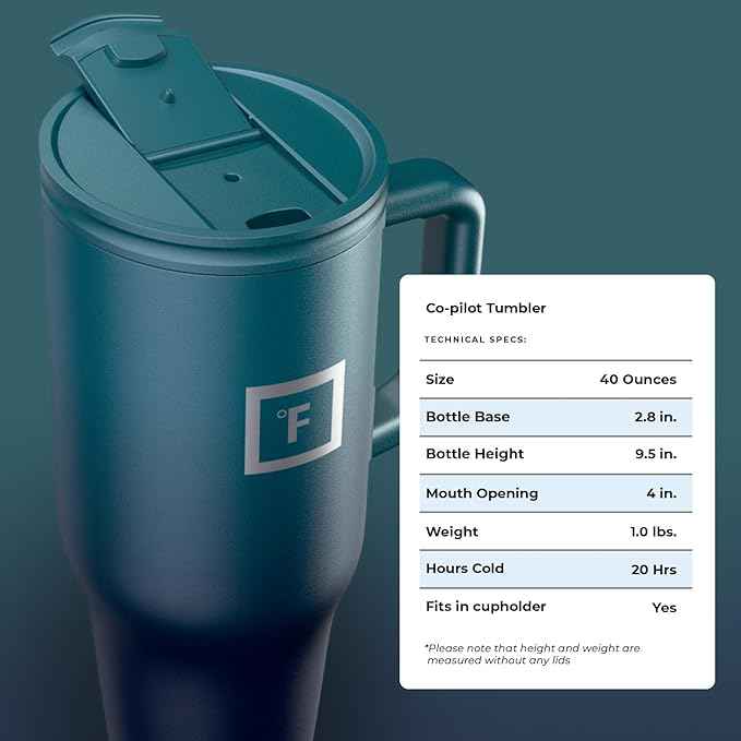 IRON °FLASK Co-Pilot Insulated Mug w/Straw & Flip Cap Lids - Cup Holder Bottle for Hot, Cold Drink - Leak-Proof - Water, Coffee Portable Travel Mug - Dark Night, 40 Oz