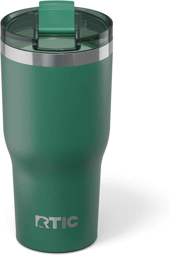RTIC 30oz Essential Tumbler with Lid, Ceramic Lined, Insulated, Stainless Steel, Metal, Double Wall Vacuum-Insulation, Travel Cup for Iced Coffee, Tea, Hot and Cold Drink, Pine Tree