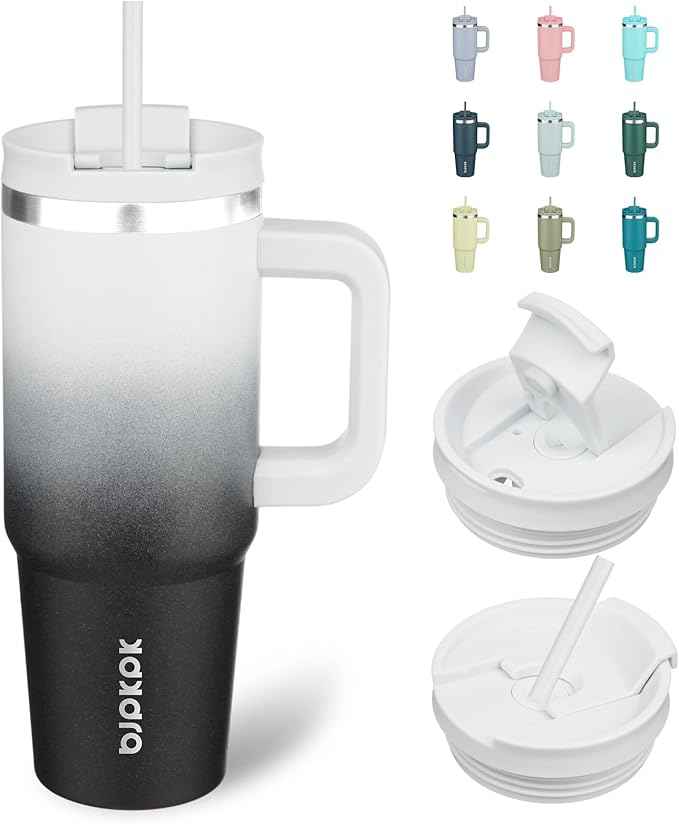 BJPKPK 30 oz Insulated Tumbler With Lid And Straw Stainless Steel Tumblers Cup With Handle For Women And Men,Day And Night