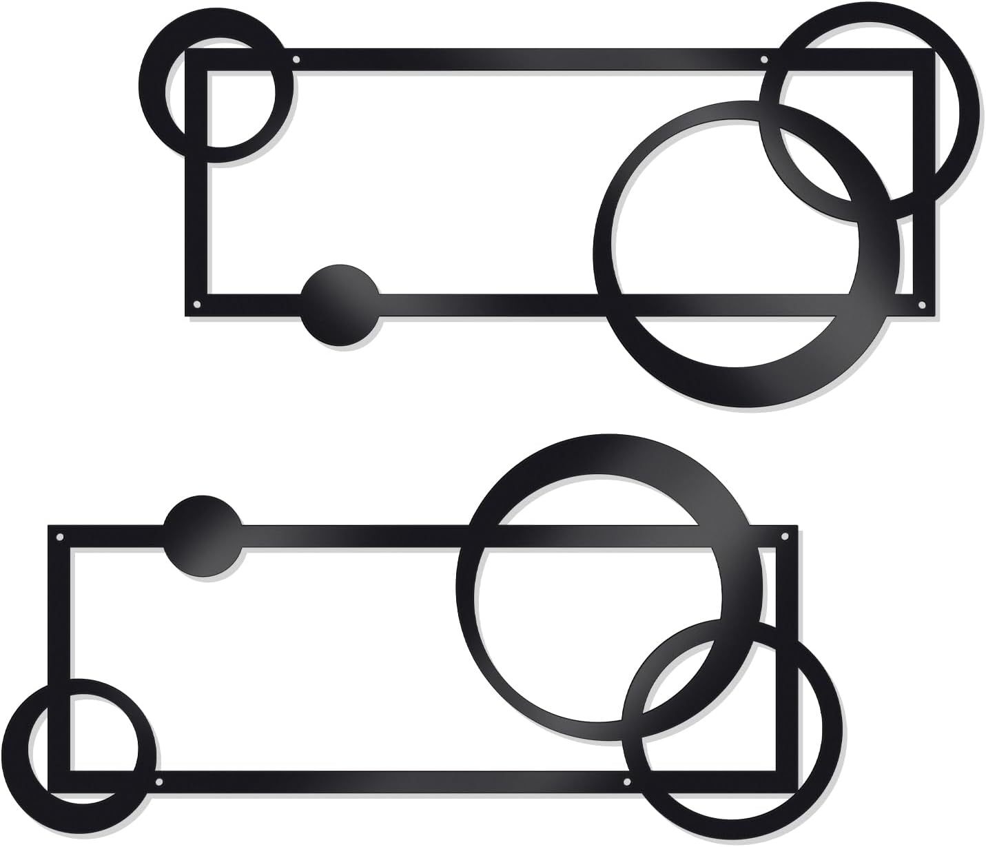 OYEFLY 2 Pcs Metal Abstract Wall Art,Modern Geometric Decor (Black, style 2)