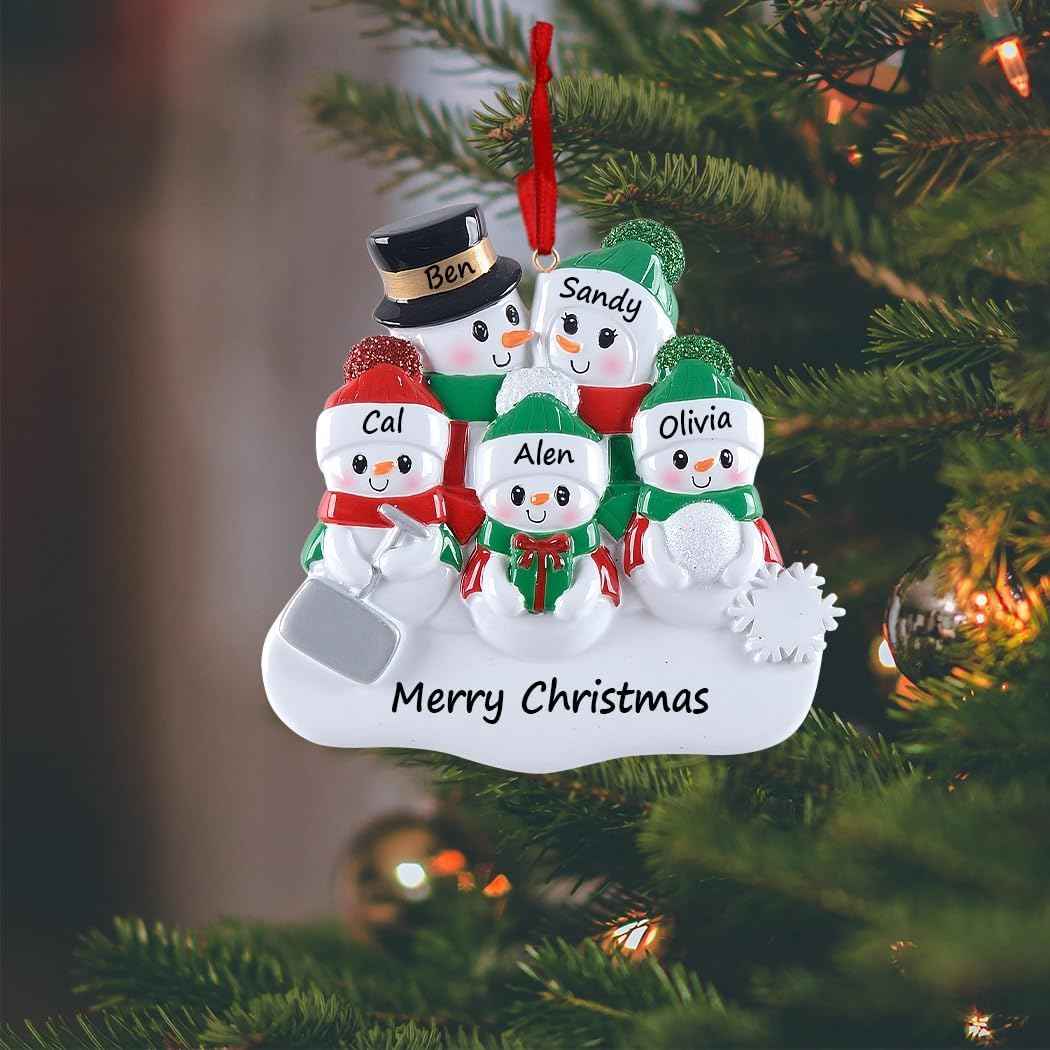 MAXORA 2025 Snowman Family of 5 Ornament, Personalized Snow Shovel Family Ornament, Snowmen Ornaments, Snowman Christmas Tree Ornaments Decoration Keepsake, 2025 Christmas