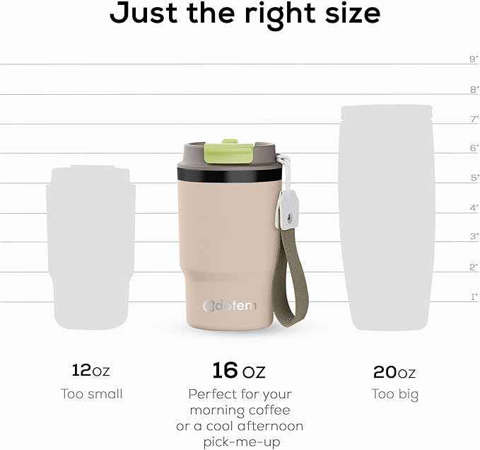 Insulated 16oz Stainless Steel Tumbler Mug Leakproof Double Walled Vacuum Thermal Coffee Cup with 2-in-1 Straw & Lid, Cupholder-Friendly Travel Mug for Hot & Cold Drinks (Beige)