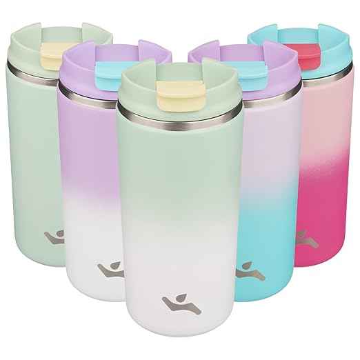 Konokyo Tumbler with Lid, 12 oz Travel Coffee Mug Double Wall Vacuum Stainless Steel Thermal Metal Cup Insulated Water Bottle,GreenWhite