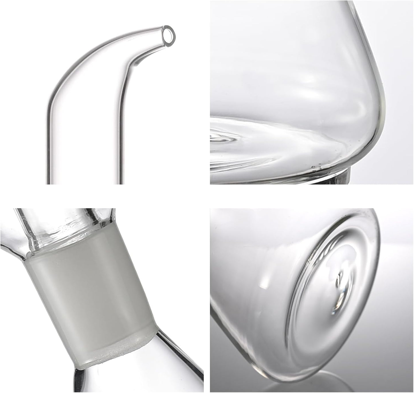 ELETON Conical 8 oz Glass Oil Dispenser – No Drip Olive Oil Cruet with Leak-Proof Spout, Easy-Fill Wide Mouth, Borosilicate Bottle for Kitchen & BBQ