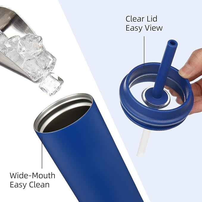BJPKPK Insulated Tumbler with Lid and Straw,20 oz Stainless Steel Travel Coffee Mug,Spill Proof Thermal Cup,Keep Drinks Cold and Hot,Sapphire Blue