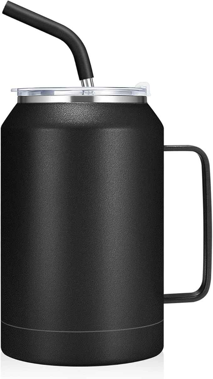 Zenbo 32 oz Mug Tumbler – Stainless Steel Vacuum Insulated Mug with Handle,Lid and Straw,Keeps Drinks Cold up to 36 Hours – Sweat-Proof Body, Dishwasher Safe