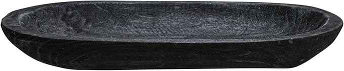 Bloomingville Hand-Carved Paulownia Wood Bowl, Black