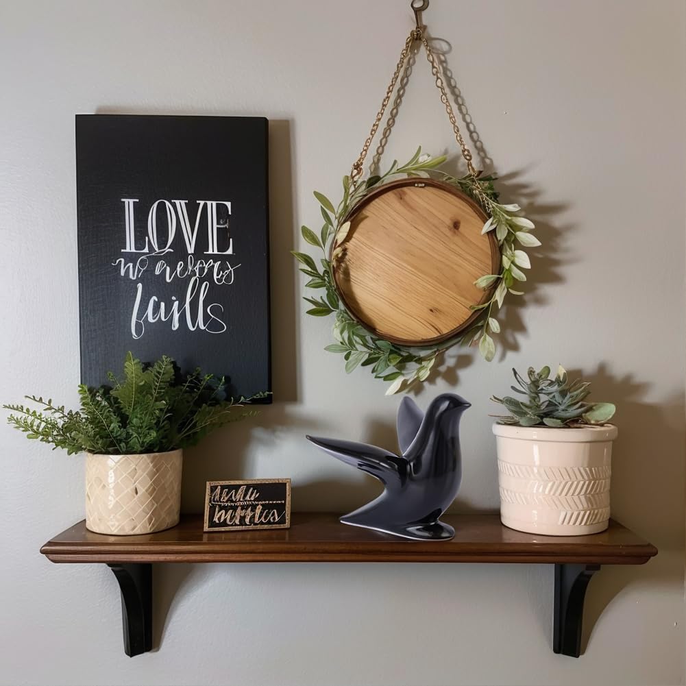 Modern Black Ceramic Bird Figurine – 5.1in Bird Statue for Home Decor Shelf or Table – Small Animal Sculpture Gift, Bird Room Decor, Bird Ornaments, Black Decor Accents