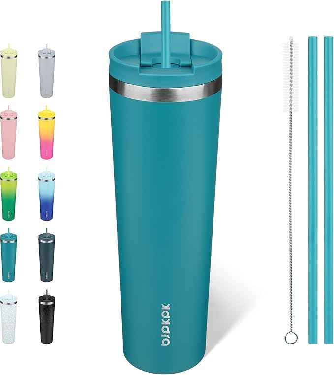 BJPKPK 34oz Tumbler With lid And Straw Stainless Steel Travel Coffee Mug Insulated Tumblers Cups,Laguna