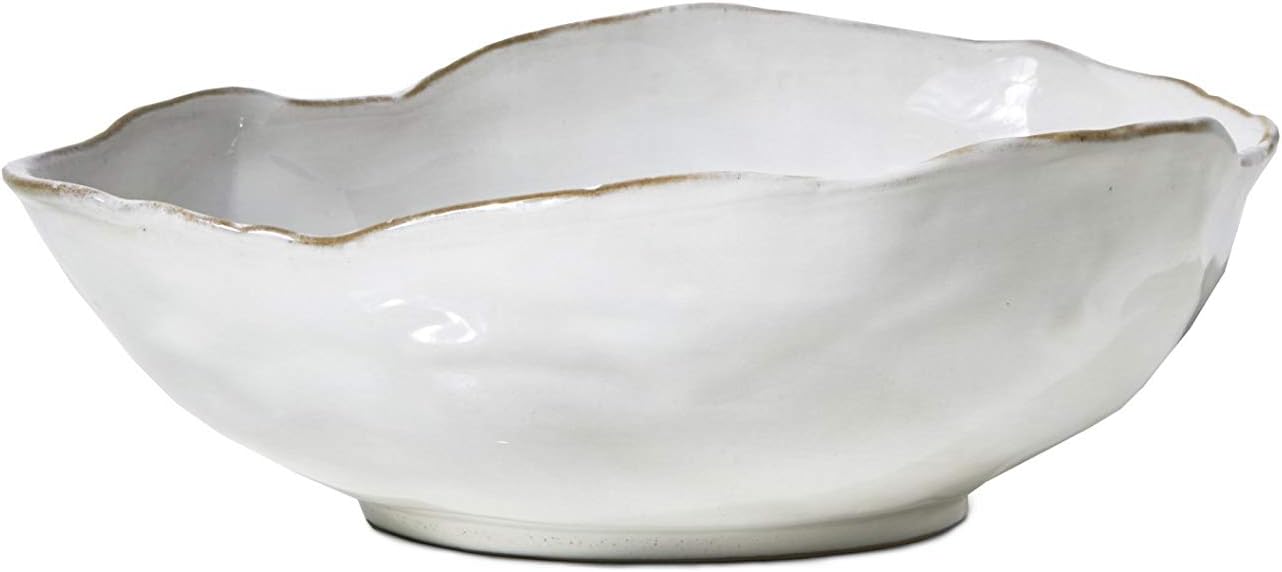 Serene Spaces Living Free-Form Glazed Ceramic Bowl – Mother's Day Centerpiece Gift, Decorative Bowl for Dining Table, Mantel & Shelf, 10.5" Diameter