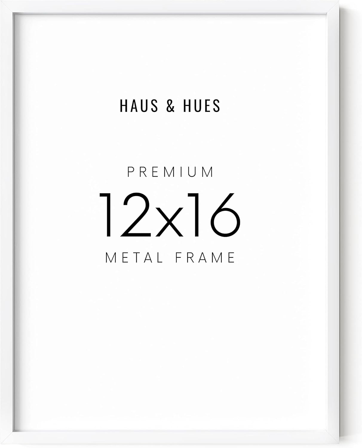 HAUS AND HUES White 12x16 Picture Frame - Modern Aluminum Wall Art Display - Minimalist, Lightweight 12x16 White Frame for Art Prints, Photos, Posters - Ready-to-Hang Vertically & Horizontally