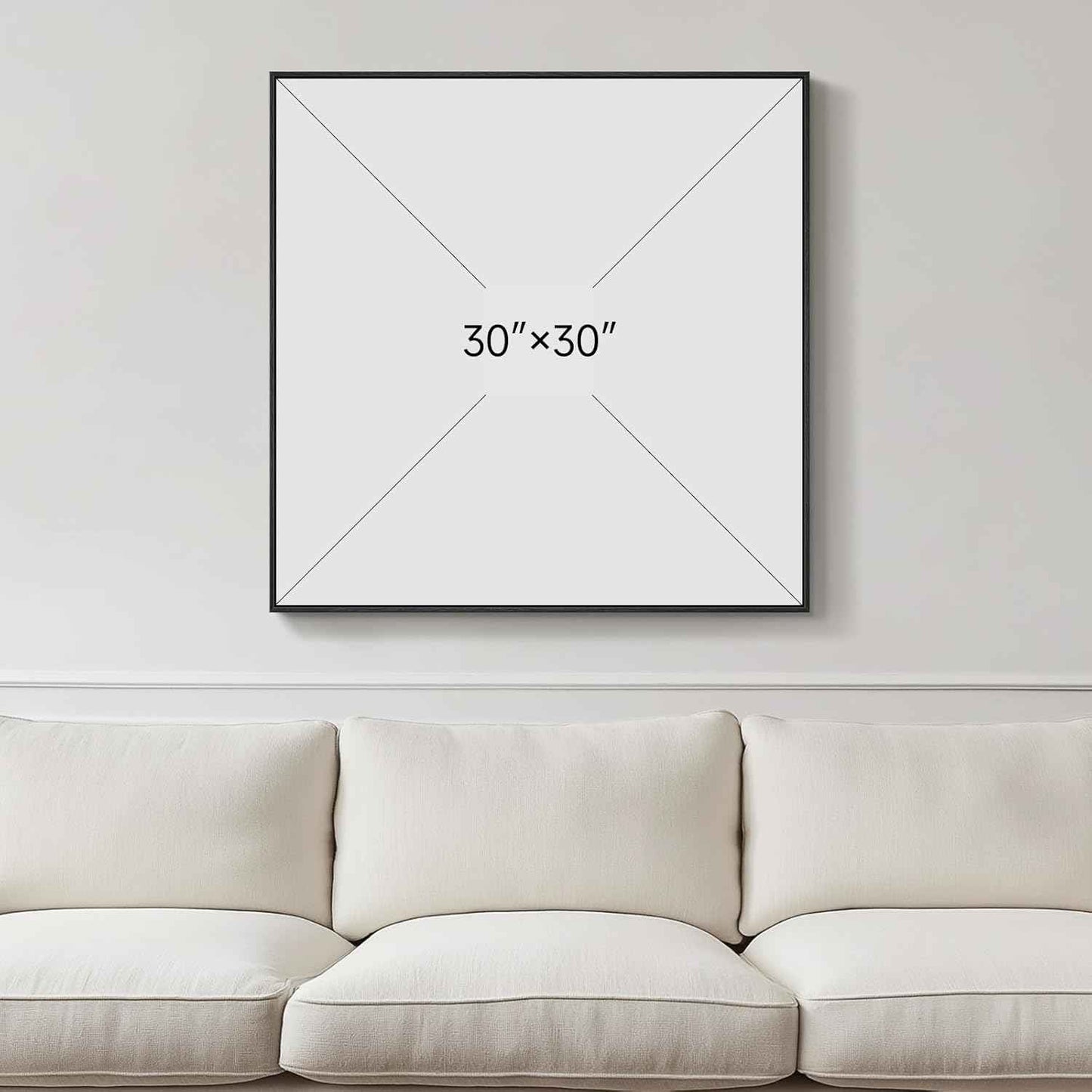 Framed Blue Abstract Wall Art for Living Room, Large Coastal Canvas Artwork for Walls Decor, Seascape Square Beach Ocean Minimalist Paintings Prints for Hallway Bedroom Office Wall Decor, 30x30 Inch