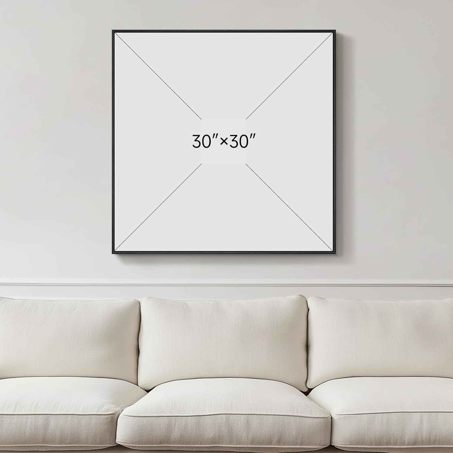 Framed Blue Abstract Wall Art for Living Room, Large Coastal Canvas Artwork for Walls Decor, Seascape Square Beach Ocean Minimalist Paintings Prints for Hallway Bedroom Office Wall Decor, 30x30 Inch