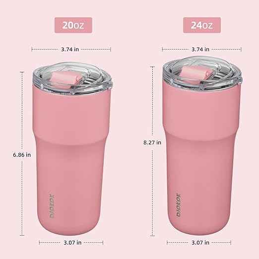 BJPKPK Insulated Tumbler,20oz Stainless Steel Tumbler with lid,Double Wall Travel Coffee Mug Thermal Cup,Keep Drinks Cold and Hot,Pink