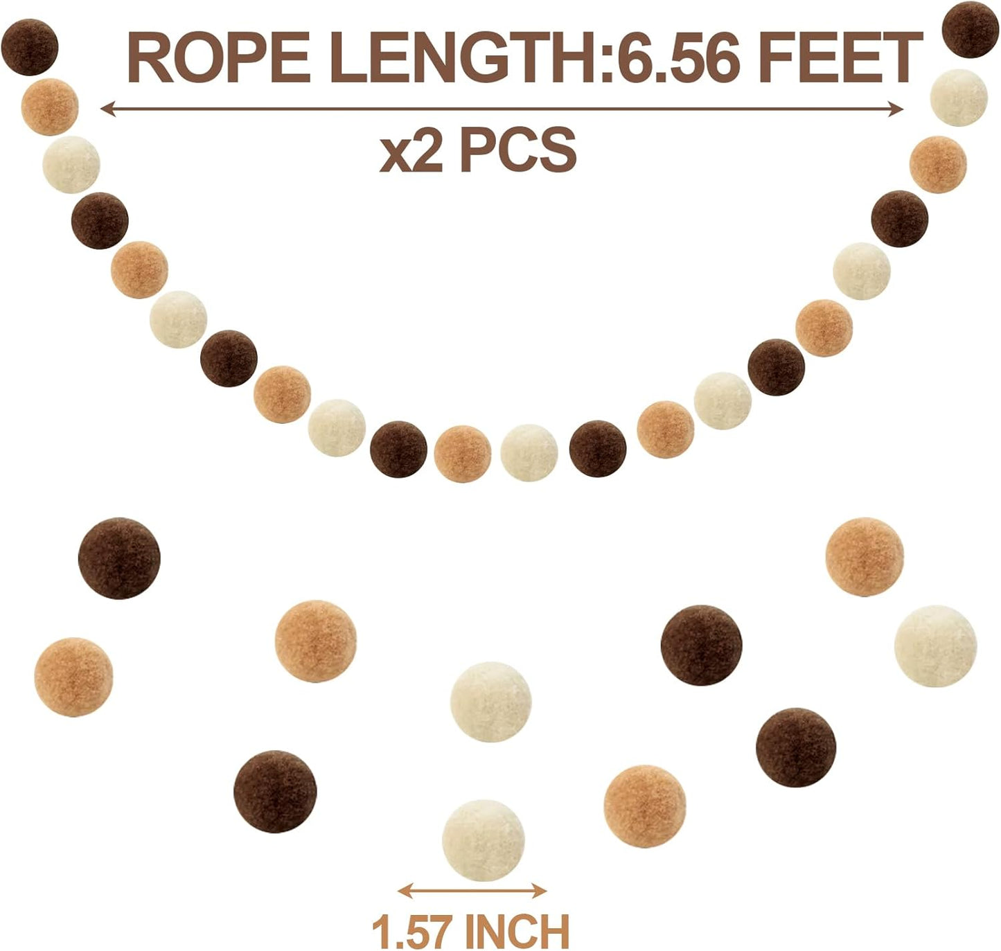 XmasExp Boho Pom Pom Garland Decorations - Large Felt Ball Garland for Mantle, Indoor Home Decor, Tree Ornaments, Kids Room and Party Hanging Decor,13 Ft.