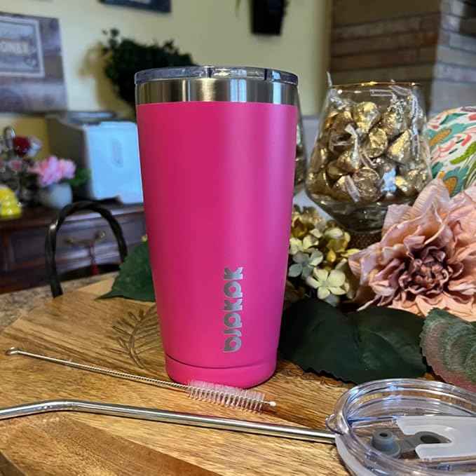 BJPKPK 20 oz Tumbler Stainless Steel Vacuum Insulated Tumblers Cup with Lid and Straw,Red