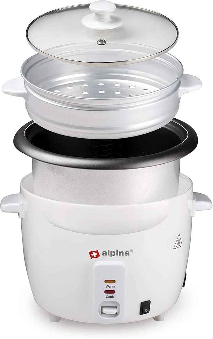 Alpina Rice cooker - 1.8 Liter - 700 Watt - With cooking and heat control light - White, BSJ18-ZPDA
