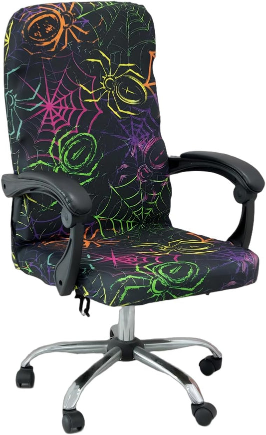 Halloween Office Chair CoversHorror Bloody Handprints Footprints on White Horror Theme Print Stretchable Slipcover for Modern Simplism Style High Back Boss Chair(No Chair) (Halloween06, L)…