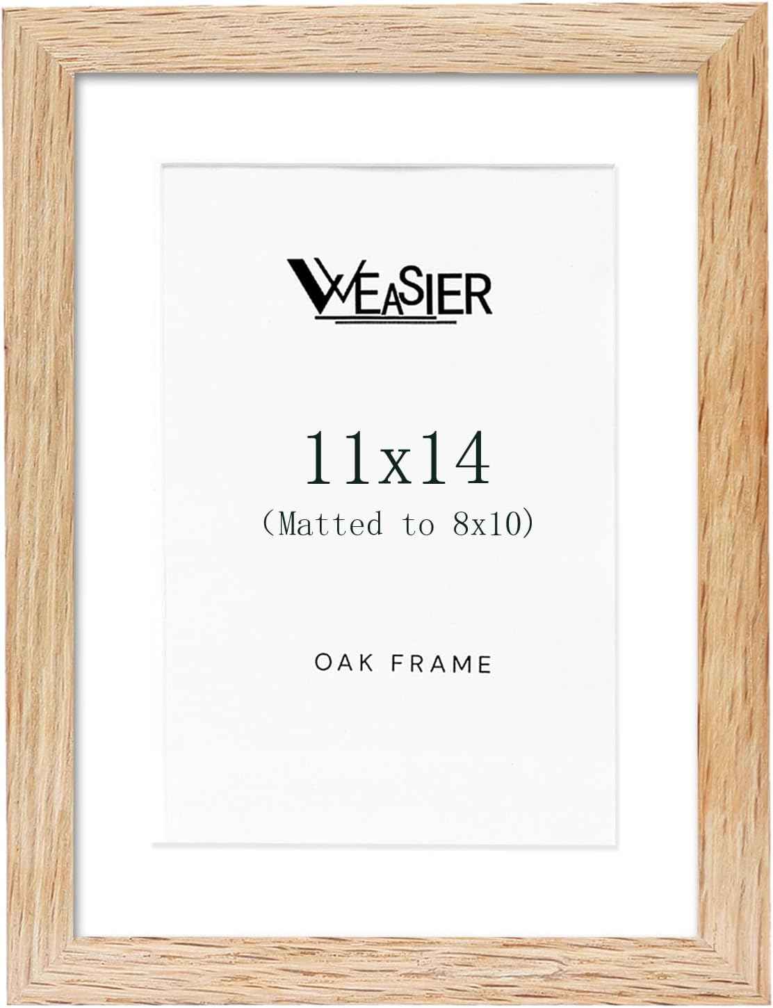 11x14 Solid Oak Frame, Picture Frame for 11×14 or with Mat for 8x10 photos,Minimalist 11x14 Poster Frame for Wall Mount Display.