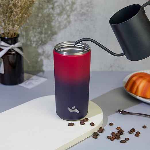 Konokyo Tumbler with Lid, 12 oz Travel Coffee Mug Double Wall Vacuum Stainless Steel Thermal Metal Cup Insulated Water Bottle,Rosy Red