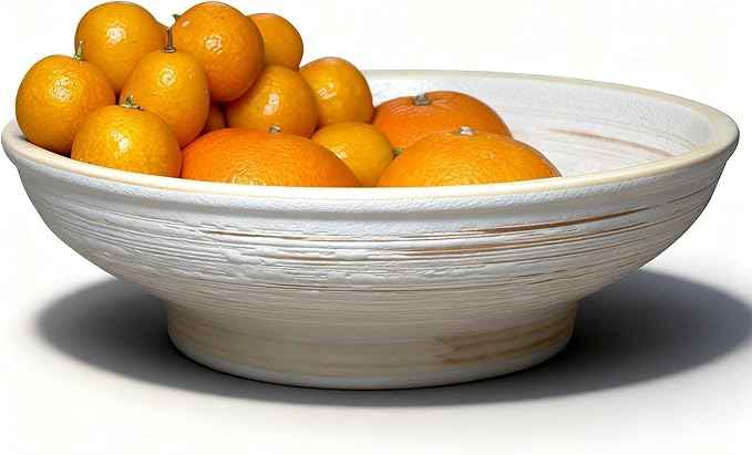 9 Inch Decorative Bowl, Embossed Textured Ceramic Centerpiece Bowl for Tabletop, Floral Fruit Display, Kitchen & Dining Serving Bowl, Farmhouse, Bohemian Home Deco