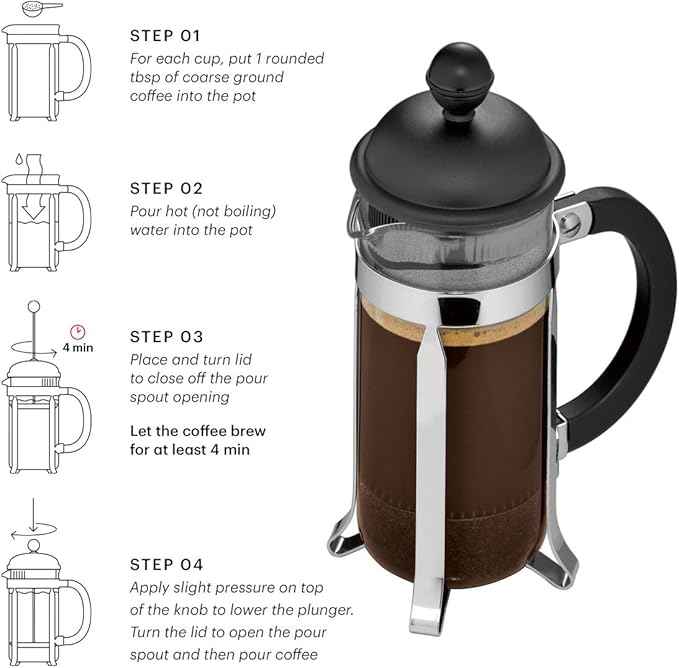 BODUM Caffettiera 3 Cup French Press Coffee Maker, White, 0.35 l, 12 oz