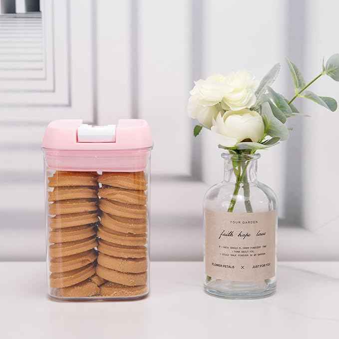 U-QE Airtight Food Storage Containers -8 Piece BPA Free Clear Plastic Airtight Containers with Easy Lock Lids for Kitchen Pantry Organization and Storage - Sugar, Flour, Cereal, Labels & Marker