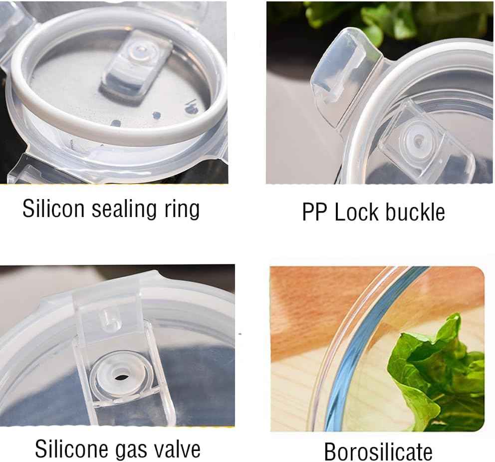 H.JSS WDJS 24 Oz Round Glass Food Storage Container set, 3 Cup Round Glass Soup Container with Airtight Lids BPA free, Borosilicate Storage Bowls, Dishwasher Microwave Freezer Safe (2 Pack)