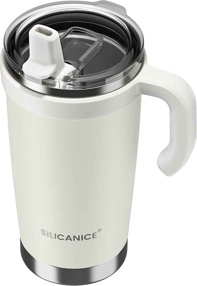 For Iced Coffee & Smoothies – Never Drink from a Moldy Lid Again: 20oz Hygienic Tumbler, 100% Leakproof Lid & Removable Foldable Spout. Reinforced Base, Fits Cup Holders - Cream