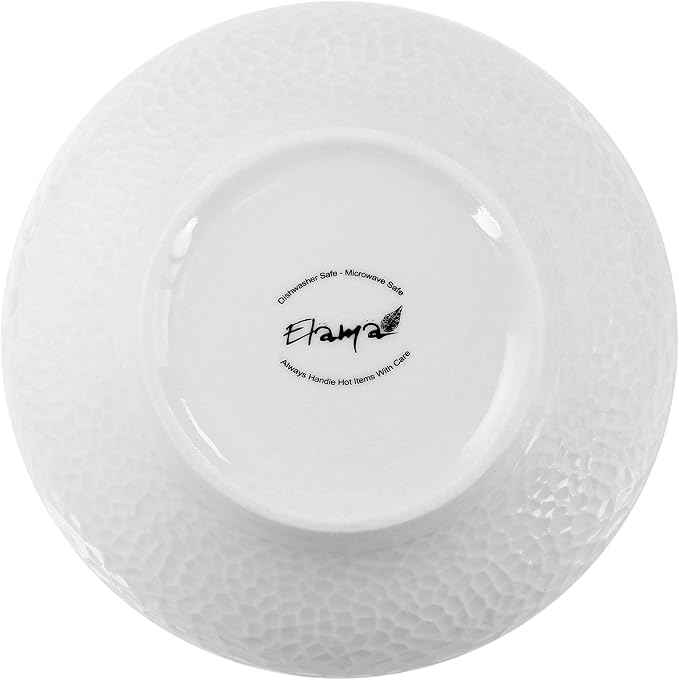 Elama White Porcelain Dish Dinnerware Set, 16 Piece, Jasmine (Elama Glossy)