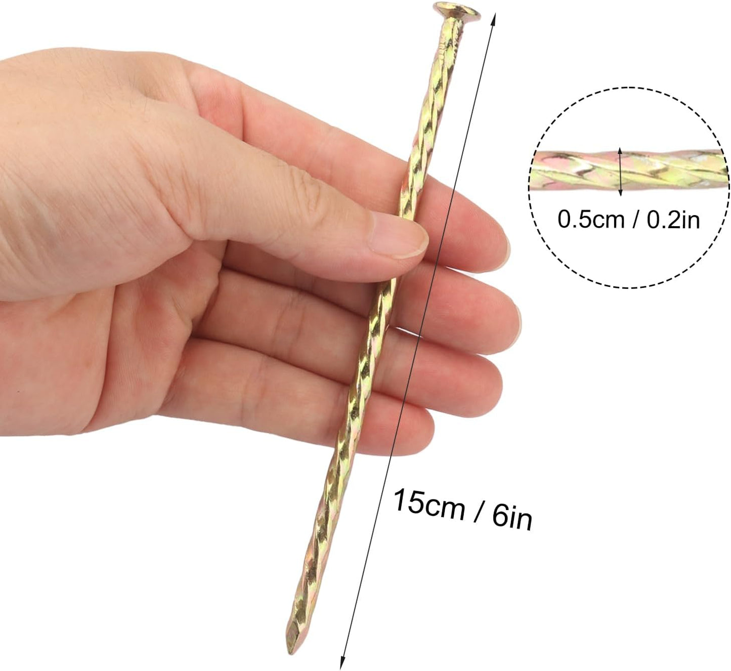 80 PCS 6 Inch Spiral Metal Galvanized Landscape Spikes, Galvanized Non-Rust Metal Garden Stakes, Garden Nails for Artificial Turf, Weed Barrier, Tent, Carpentry and More, by GENHAKON.