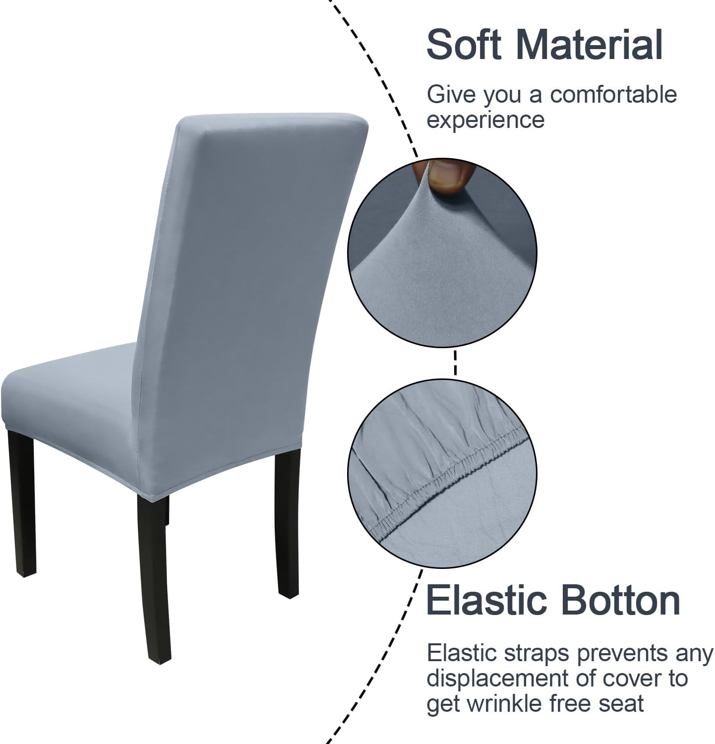 JQinHome Dining Room Chair Covers Set of 12, High Stretch Chair Slipcover Removable Washable Chair Seat Protector Cover for Home Party Hotel Wedding Ceremony (Light Grey)