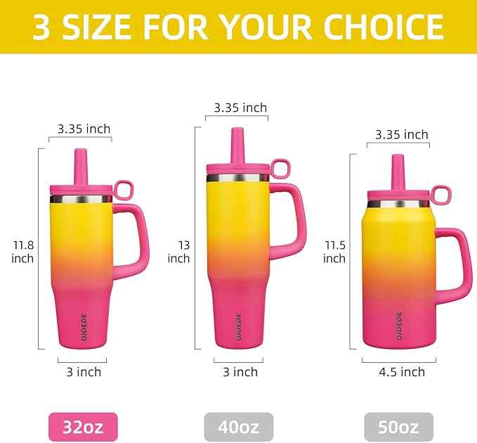 BJPKPK 32oz Stainless Steel Insulated Tumbler with Handle and Straw Travel Coffee Mug Thermal Cups with Lid,Rainbow