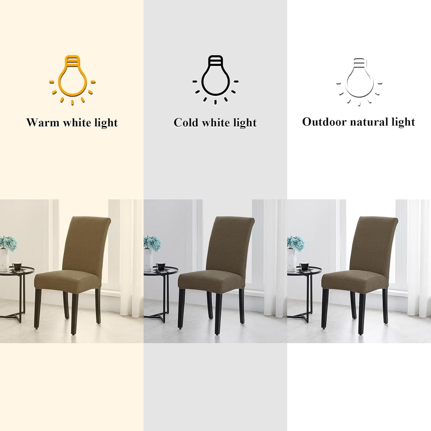 Joccun Chair Covers for Dining Room Set of 6,Dining Chair Slipcovers Stretch Dining Room Chair Covers Seat Protector,Washable Parsons Chair Cover for Home,Hotel,Banquet(Fossil,6 Pack)