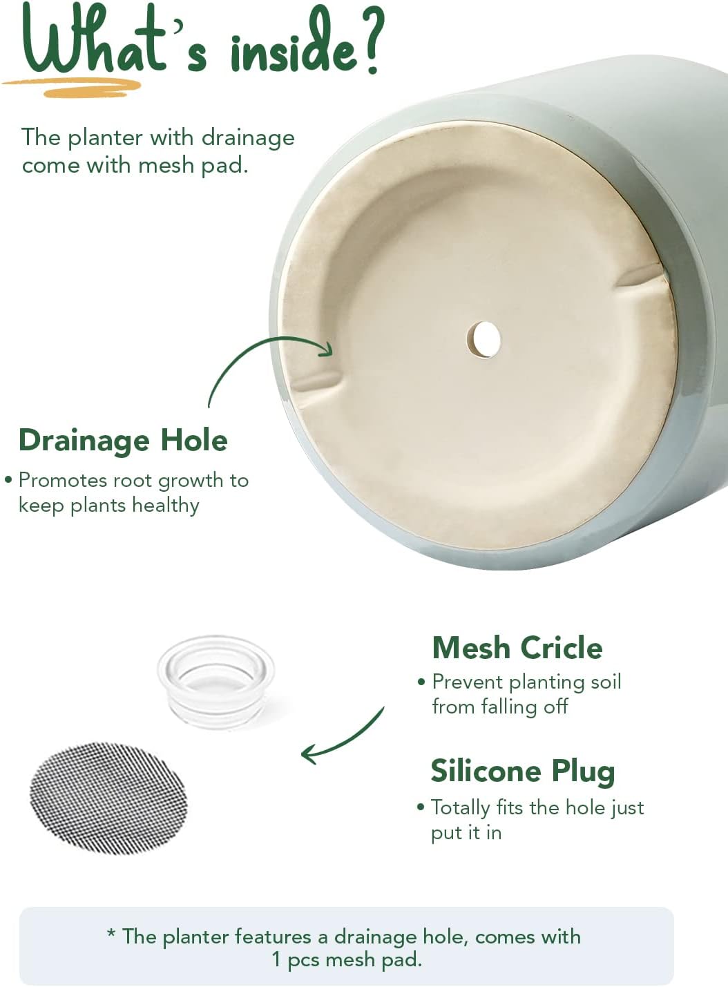 LE TAUCI 12 Inch Pots for Plants, Ceramic Large Plant Pot for Indoor Plants, Mid-Century Modern Flower Planter Pots with Drainage Hole and Removable Plug, Round Planter Pot, Reactive Glaze Blue Gray