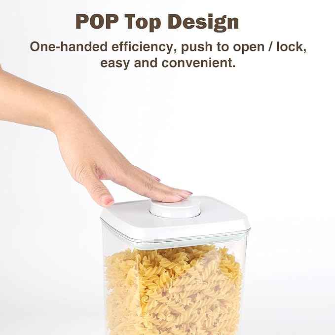 Melovom 8 Pcs Pop Food Storage Containers Airtight Food Storage Containers Set with Lids Kitchen Pantry Organization and Storage, 3.4Qt, 2.8Qt, 2.1Qt, 1.2Qt