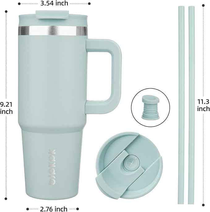 BJPKPK 30 oz Tumbler With Handle Insulated Tumblers With Lid And Straw Stainless Steel Thermal Cup,Blue Haze