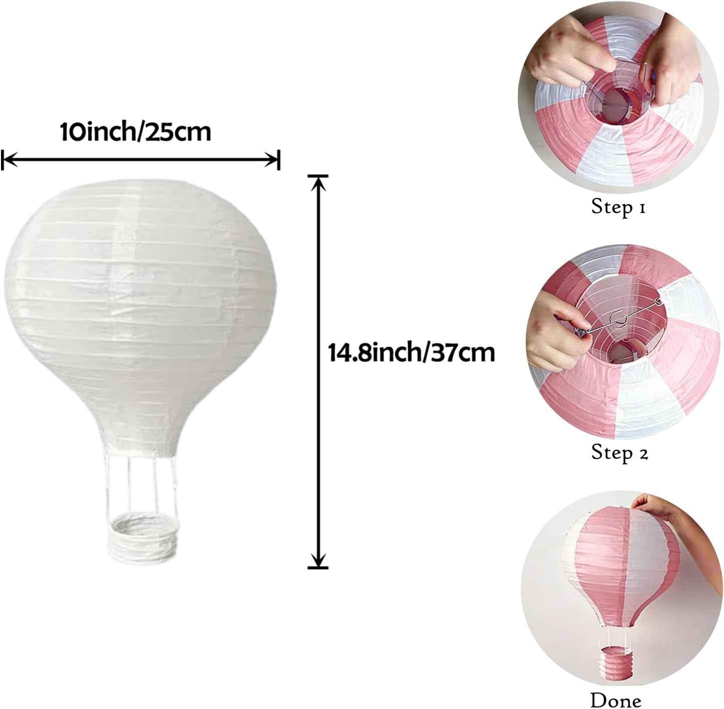 ZOOYOO Blue & White Hot Air Balloon Paper Lanterns Set of 5-10 Inch DIY Baby Shower Decorations, Customizable Party Decor for Wedding, Birthday, Gender Reveal, Nursery & Garden
