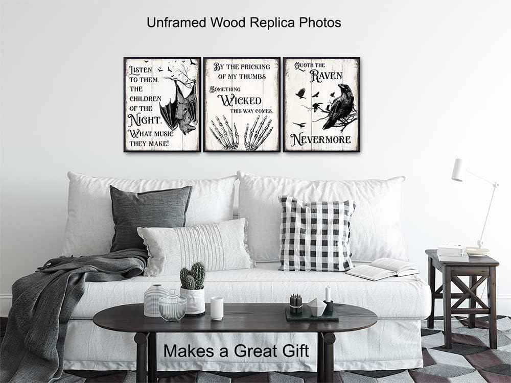 Gothic Edgar Allan Poe Decor - The Raven Wall Art - Dracula, Wicca, Vampire Bat, Witch, Witchcraft, Black Magic Supplies - Classroom Decor - Wiccan Pagan Gift - Creepy Spooky Medieval Goth Poster