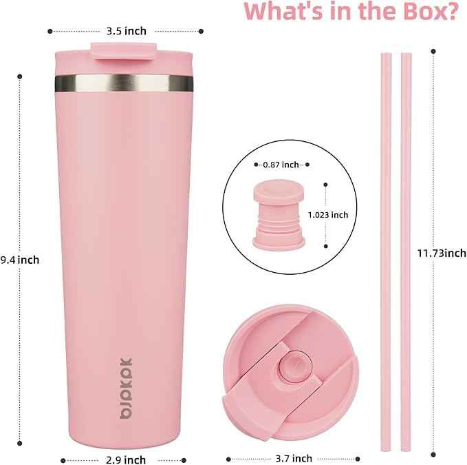 BJPKPK 30oz Tumbler With lid And Straw Stainless Steel Travel Coffee Mug Insulated Tumblers Cups,Light Pink