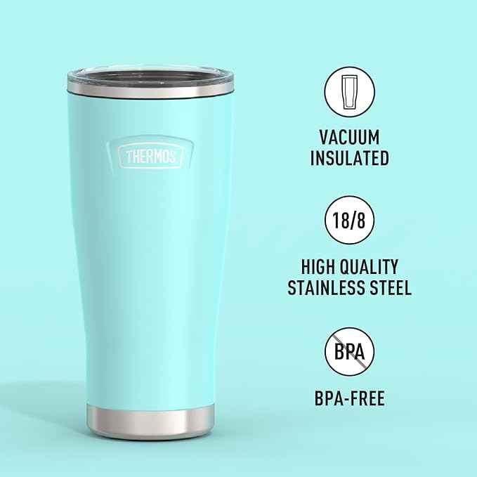 THERMOS ICON SERIES, Stainless Steel Tumbler with Slide Lock, 24 Ounce, Sea Green