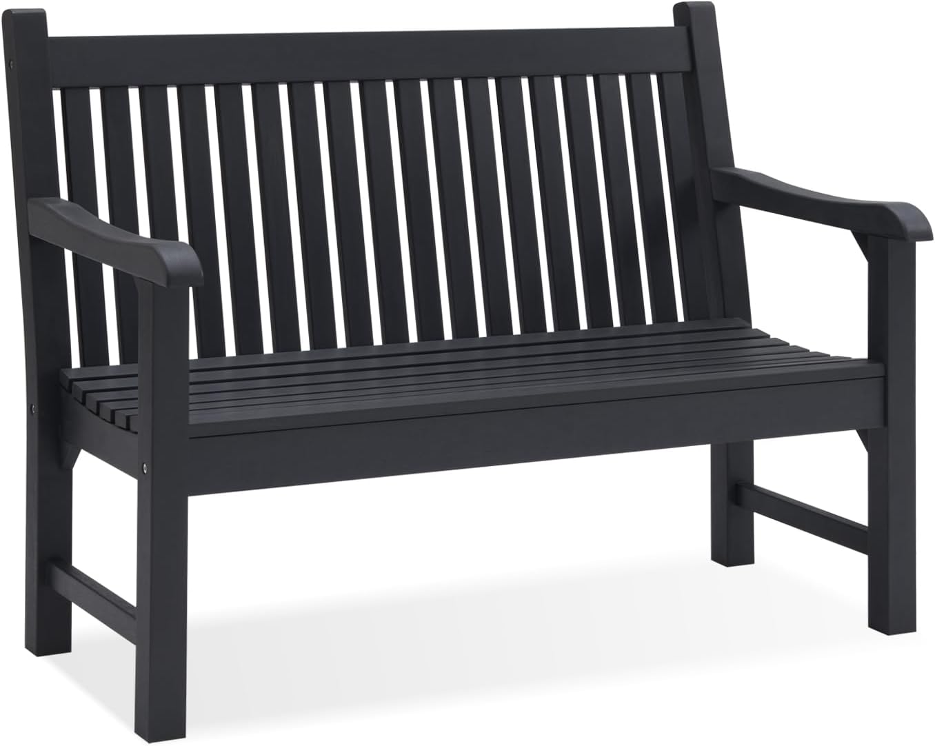 Psilvam Garden Bench, 2-Person Poly Lumber Patio Bench, All-Weather Outdoor Bench That Never Rot, Memorial Bench, Suit for Garden, Porch and Park (Black)